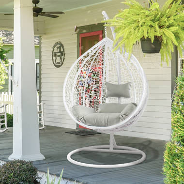 White hanging clearance chair with stand